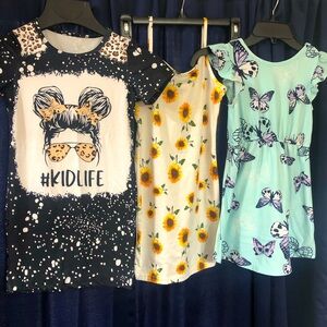 Trendy Graphic and Floral Dresses Set